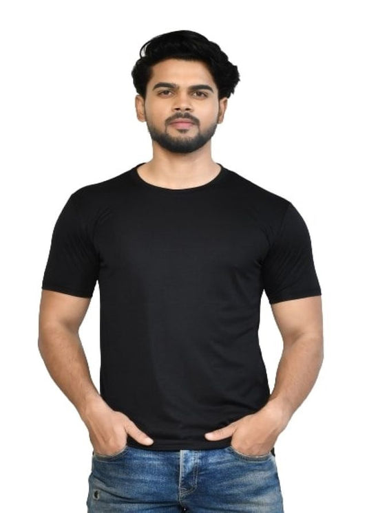 Men's Casual Regular Fit Solid Round Neck Cotton T-shirt with Half Sleeve