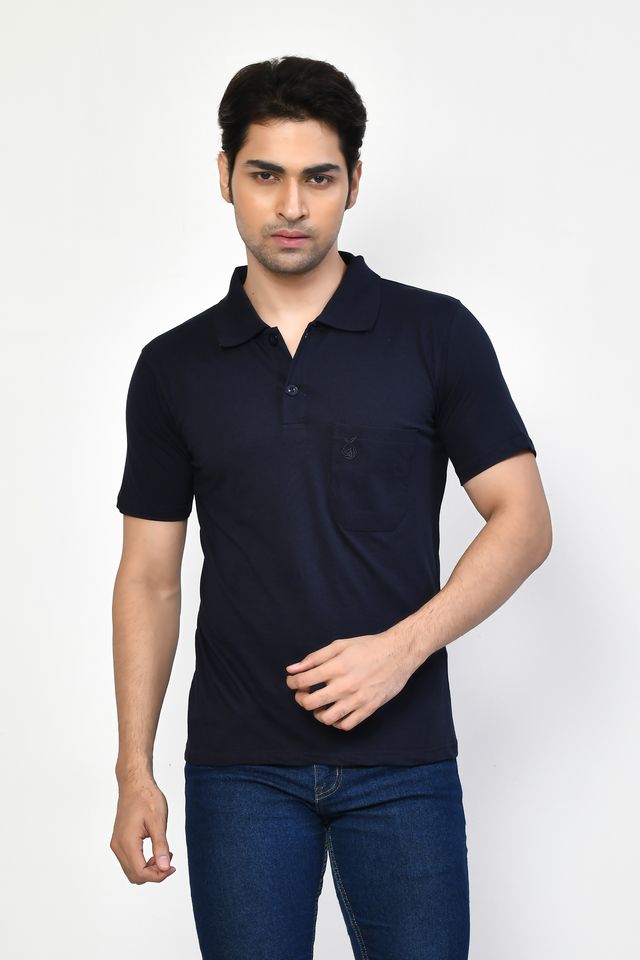 Men's Casual Regular Fit Collared Neck Polo T-shirt