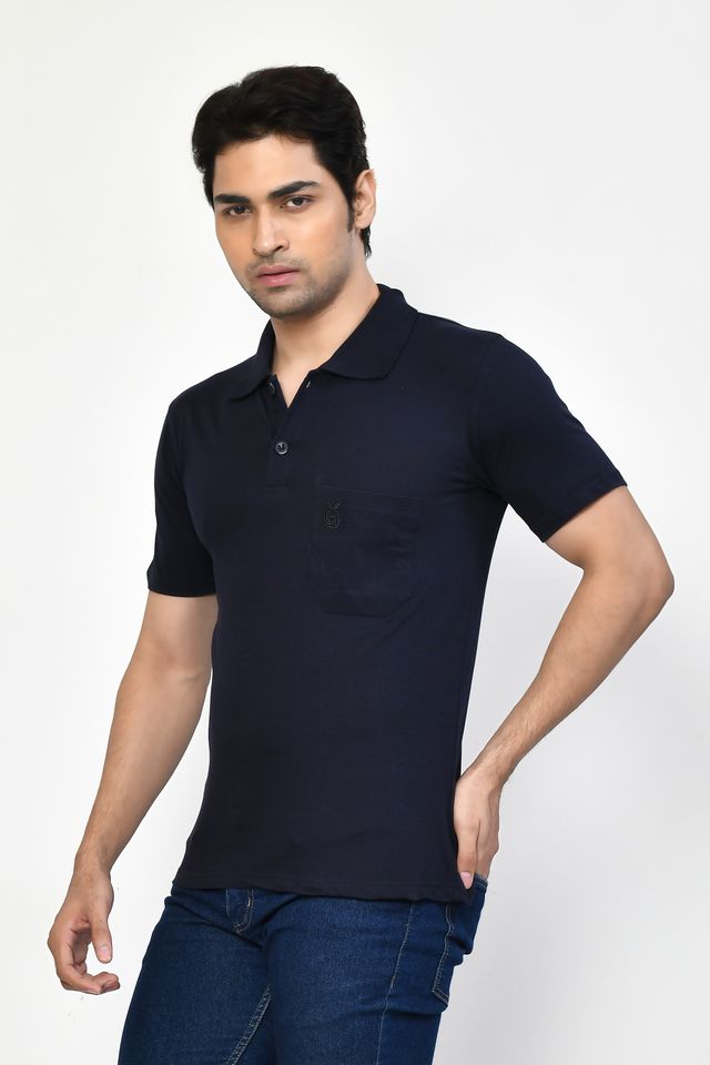 Men's Casual Regular Fit Collared Neck Polo T-shirt