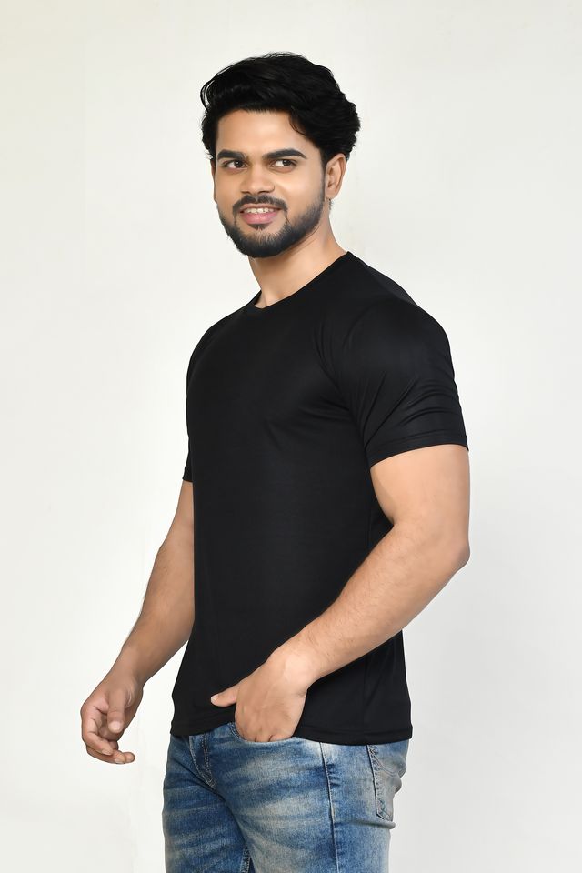 Men's Casual Regular Fit Solid Round Neck Cotton T-shirt with Half Sleeve