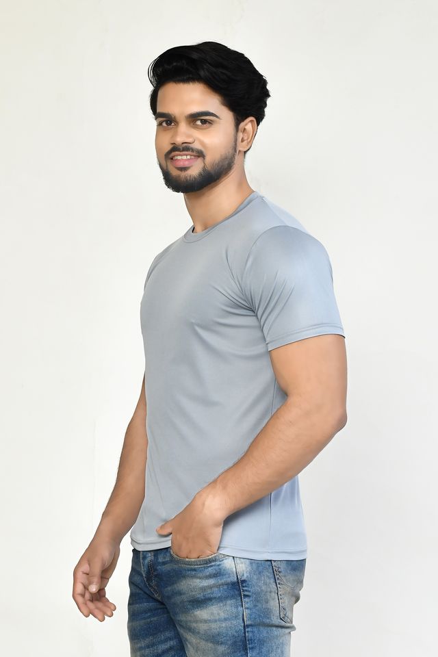 Men's Casual Regular Fit Solid Round Neck Cotton T-shirt with Half Sleeve