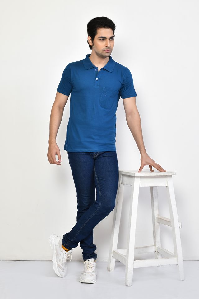 Men's Casual Regular Fit Collared Neck Polo T-shirt