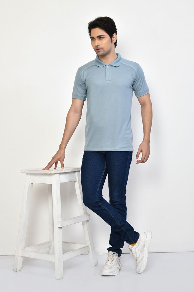 Men's Casual Regular Fit Collared Neck Polo T-shirt