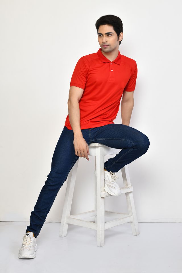 Men's Casual Regular Fit Collared Neck Polo T-shirt