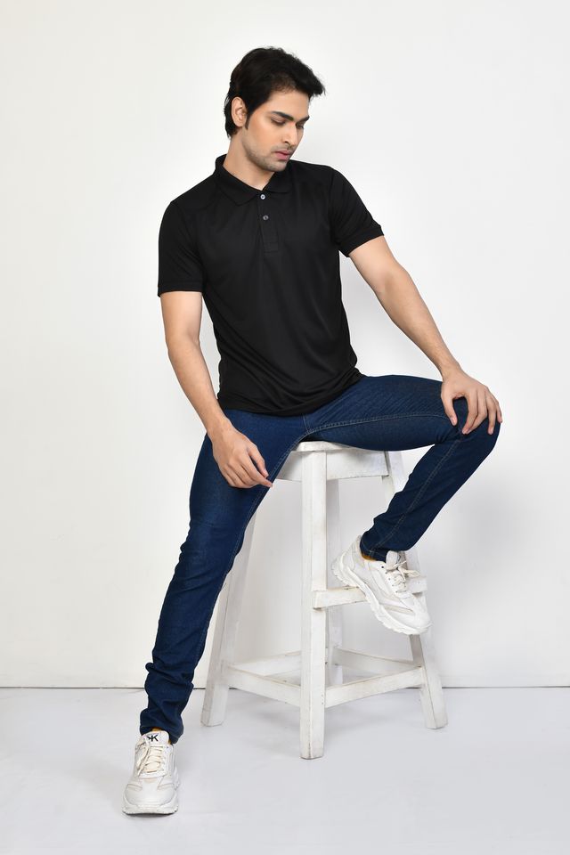 Men's Casual Regular Fit Collared Neck Polo T-shirt