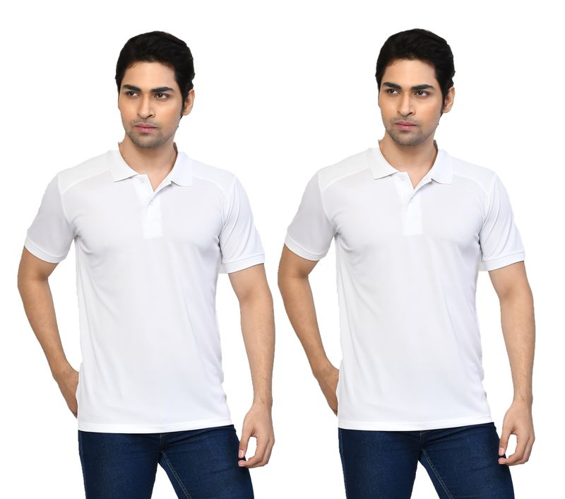 Men's Casual Regular Fit Solid Tshirts combo I Collared Neck I Half Sleeve Polo T-shirts  - White