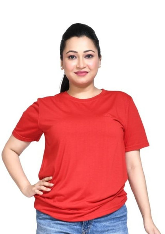 Women's Casual Regular Fit Kulty Fabric Solid Round Neck T-shirt with Half Sleeve I Comfortable and Breathable Western Outfit