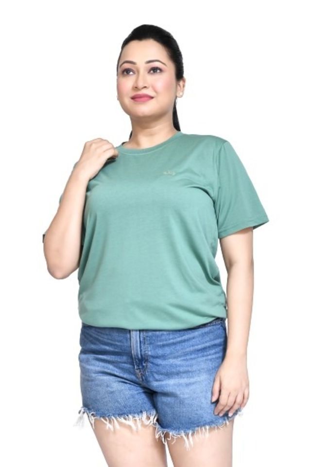 Women's Casual Regular Fit Kulty Fabric Solid Round Neck T-shirt with Half Sleeve I Comfortable and Breathable Western Outfit