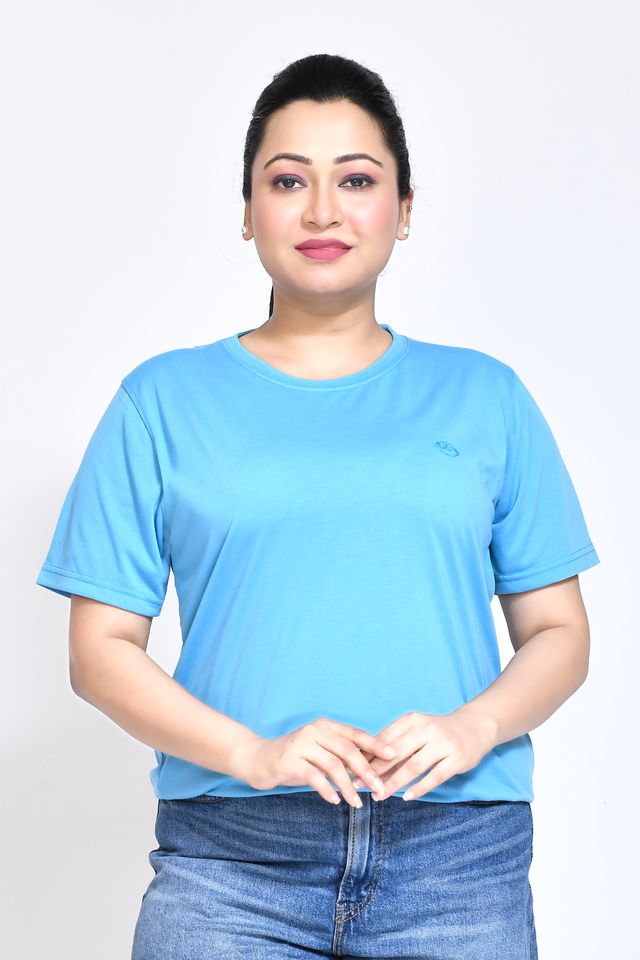 Women's Casual Regular Fit Kulty Fabric Solid Round Neck T-shirt with Half Sleeve I Comfortable and Breathable Western Outfit