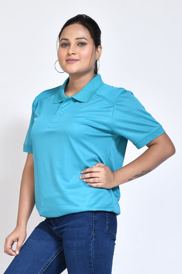 Women's Casual Regular Fit Kulty Fabric Solid Polo Neck T-shirt with Half Sleeve I Comfortable and Breathable Western Outfit