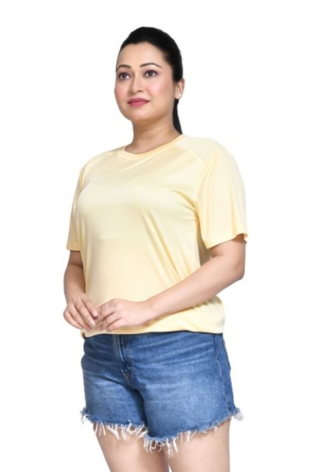 Women's Casual Regular Fit Kulty Fabric Solid Round Neck T-shirt with Half Sleeve I Comfortable and Breathable Western Outfit