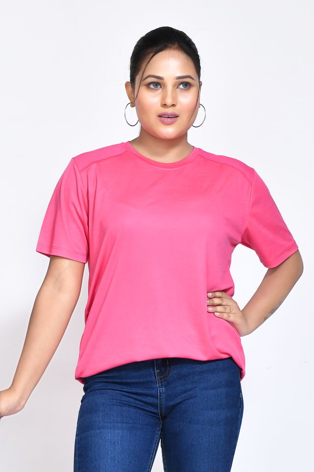 Women's Casual Regular Fit Kulty Fabric Solid Round Neck T-shirt with Half Sleeve I Comfortable and Breathable Western Outfit