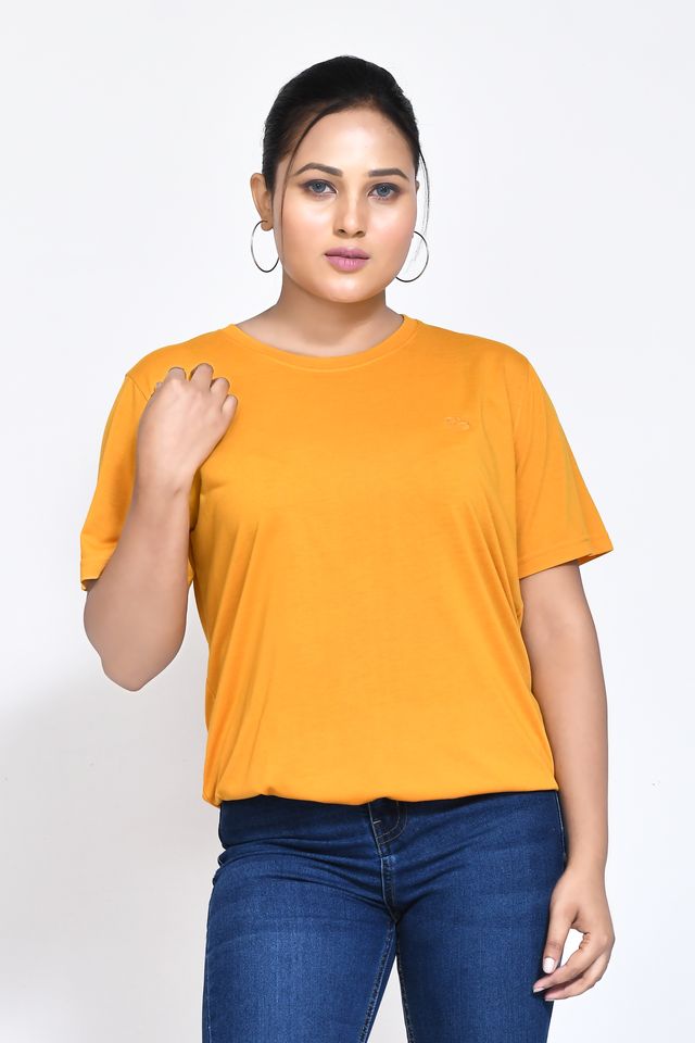 Women's Casual Regular Fit Kulty Fabric Solid Round Neck T-shirt with Half Sleeve I Comfortable and Breathable Western Outfit