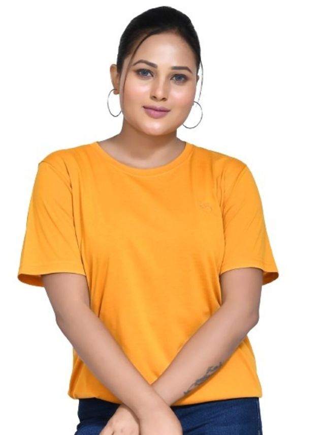 Women's Casual Regular Fit Kulty Fabric Solid Round Neck T-shirt with Half Sleeve I Comfortable and Breathable Western Outfit