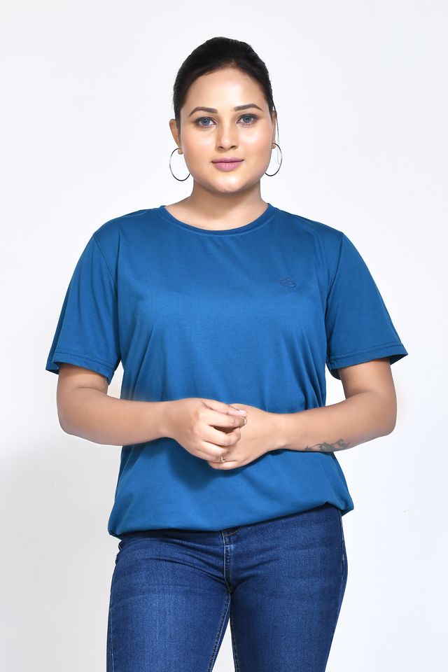 Women's Casual Regular Fit Kulty Fabric Solid Round Neck T-shirt with Half Sleeve I Comfortable and Breathable Western Outfit