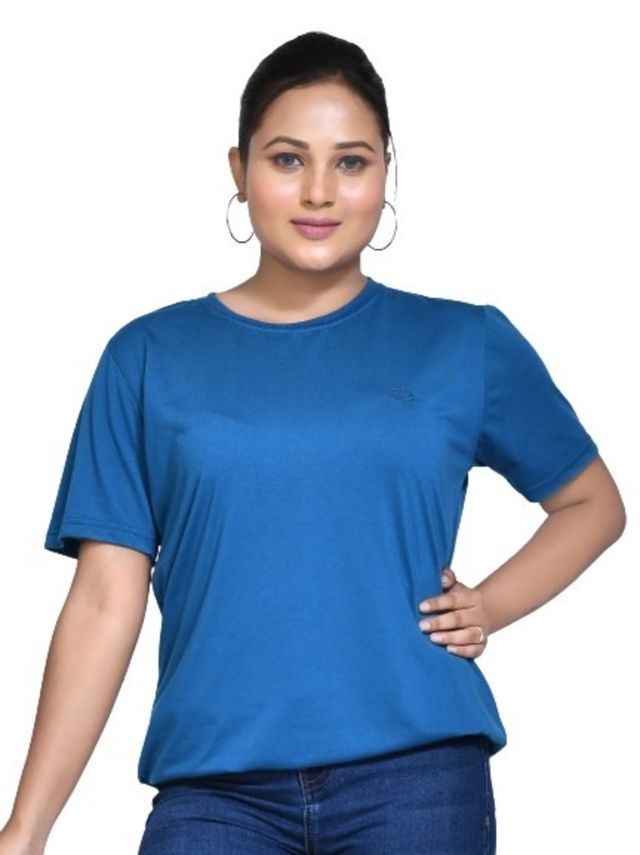 Women's Casual Regular Fit Kulty Fabric Solid Round Neck T-shirt with Half Sleeve I Comfortable and Breathable Western Outfit