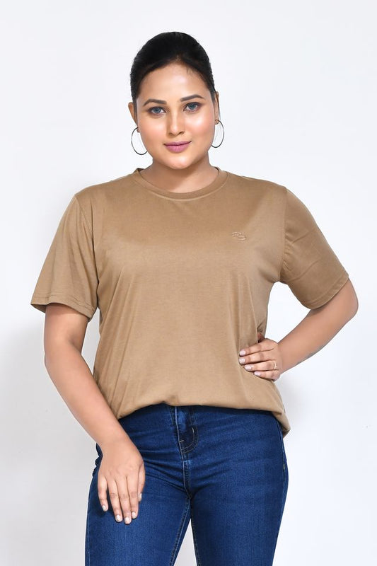 Women's Casual Regular Fit Kulty Fabric Solid Round Neck T-shirt with Half Sleeve I Comfortable and Breathable Western Outfit