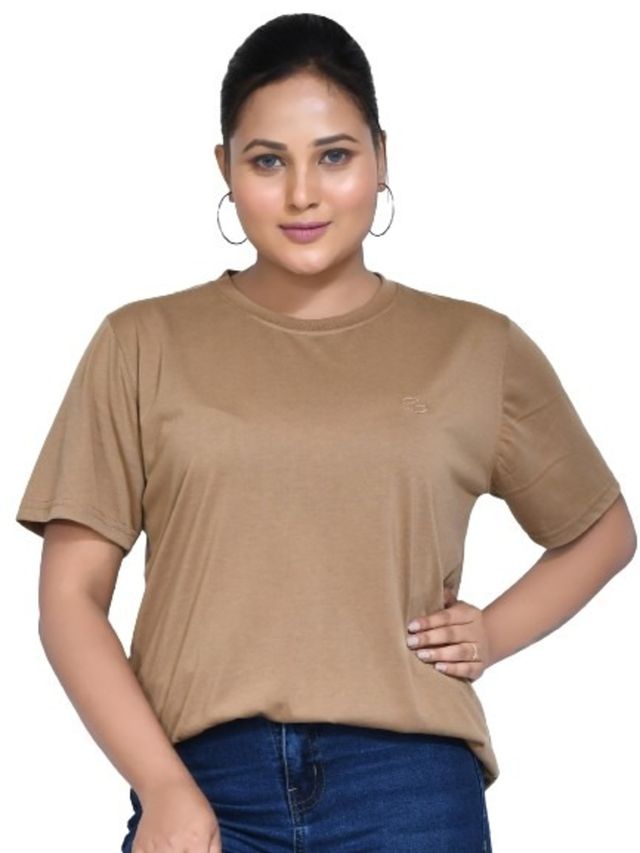 Women's Casual Regular Fit Kulty Fabric Solid Round Neck T-shirt with Half Sleeve I Comfortable and Breathable Western Outfit