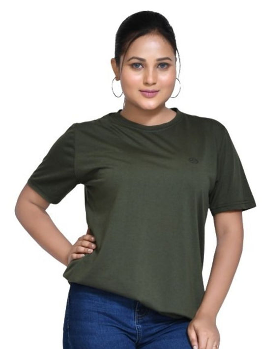 Women's Casual Regular Fit Kulty Fabric Solid Round Neck T-shirt with Half Sleeve I Comfortable and Breathable Western Outfit