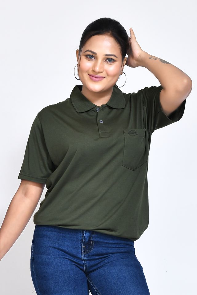 Women's Casual Regular Fit Kulty Fabric Solid Polo Neck T-shirt with Half Sleeve I Comfortable and Breathable Western Outfit