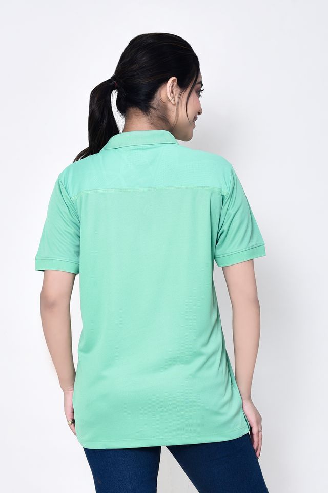 Women's Casual Regular Fit Collared Neck Polo T-shirt with Half Sleeve & Solid Pattern