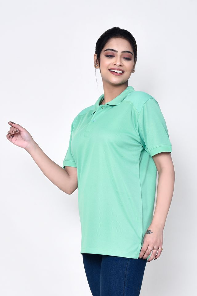 Women's Casual Regular Fit Collared Neck Polo T-shirt with Half Sleeve & Solid Pattern