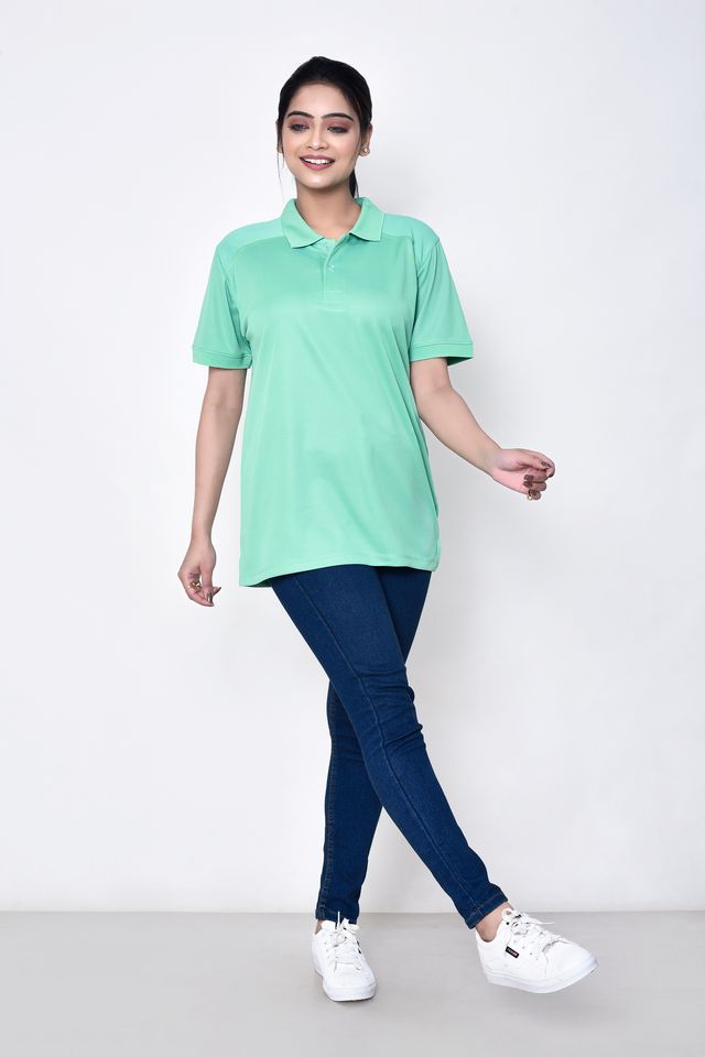 Women's Casual Regular Fit Collared Neck Polo T-shirt with Half Sleeve & Solid Pattern