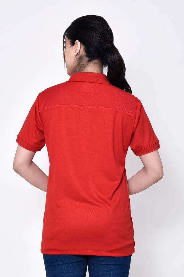 Women's Casual Regular Fit Collared Neck Polo T-shirt with Half Sleeve & Solid Pattern