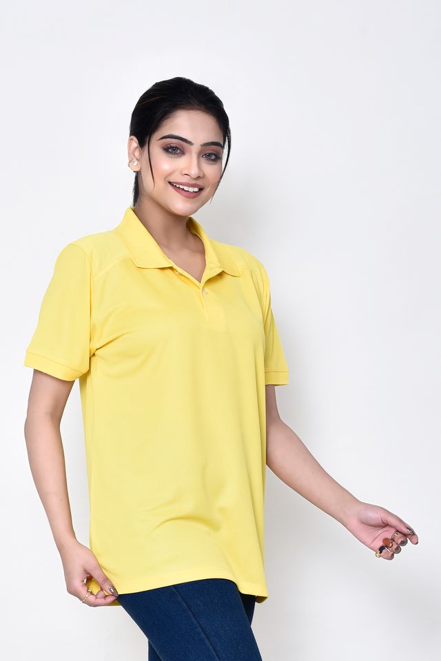 Women's Casual Regular Fit Collared Neck Polo T-shirt with Half Sleeve & Solid Pattern