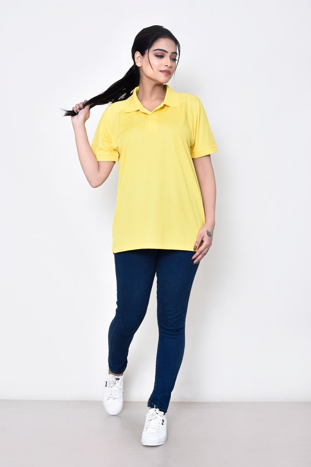 Women's Casual Regular Fit Collared Neck Polo T-shirt with Half Sleeve & Solid Pattern