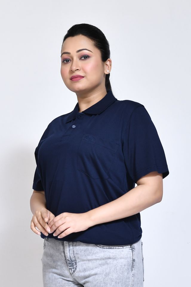 Women's Casual Regular Fit Kulty Fabric Solid Polo Neck T-shirt with Half Sleeve I Comfortable and Breathable Western Outfit