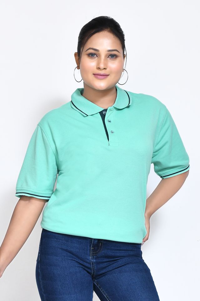 Women's Casual Regular Fit Kulty Fabric Solid Polo Neck T-shirt with Half Sleeve I Comfortable and Breathable Western Outfit