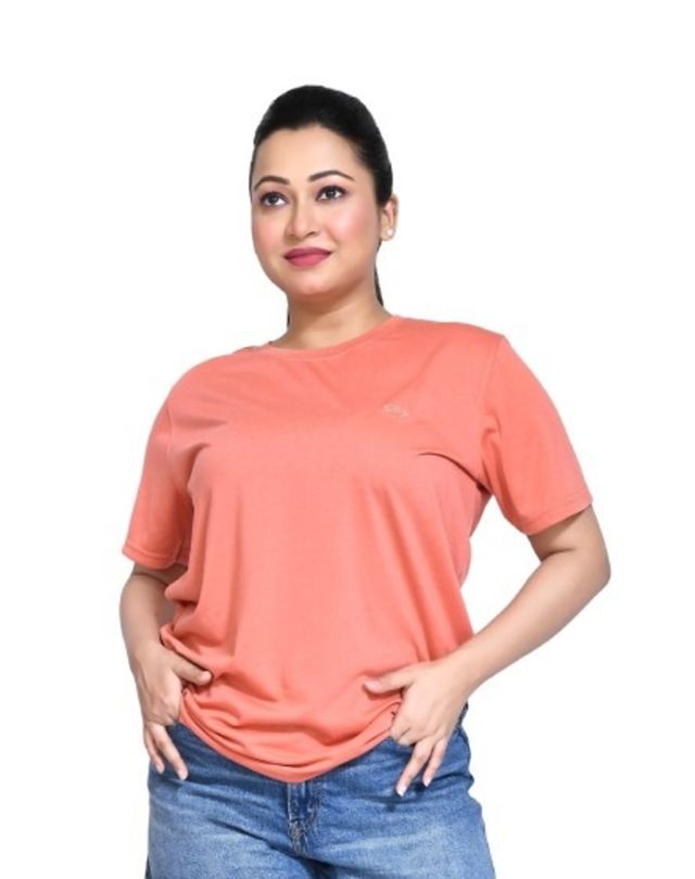 Women's Casual Regular Fit Kulty Fabric Solid Round Neck T-shirt with Half Sleeve I Comfortable and Breathable Western Outfit