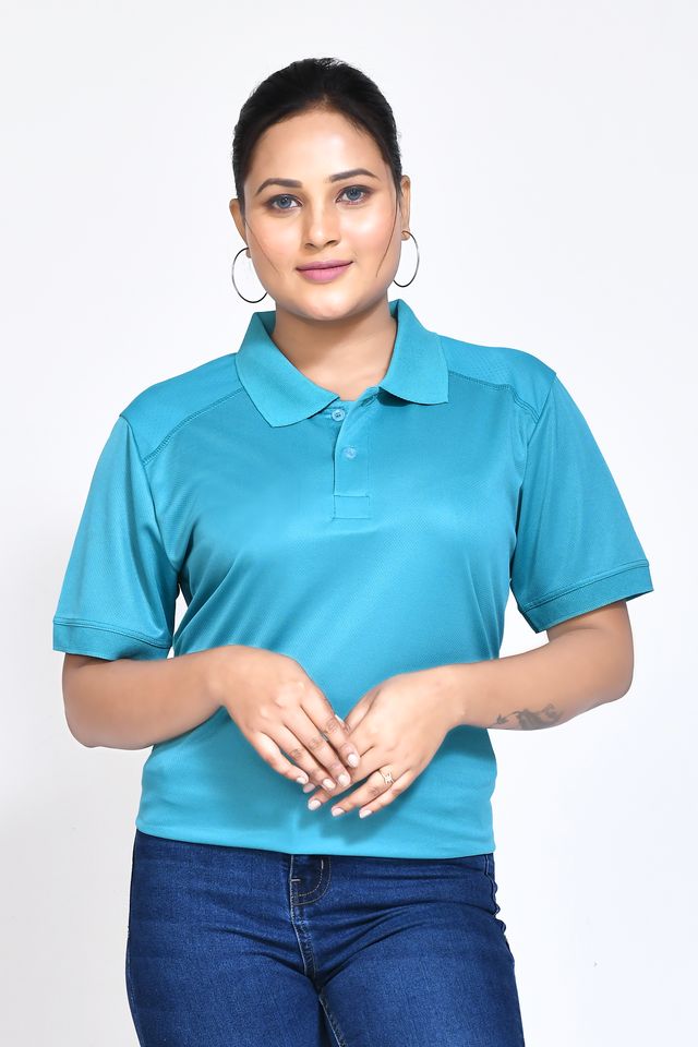 Women's Casual Regular Fit Kulty Fabric Solid Polo Neck T-shirt with Half Sleeve I Comfortable and Breathable Western Outfit