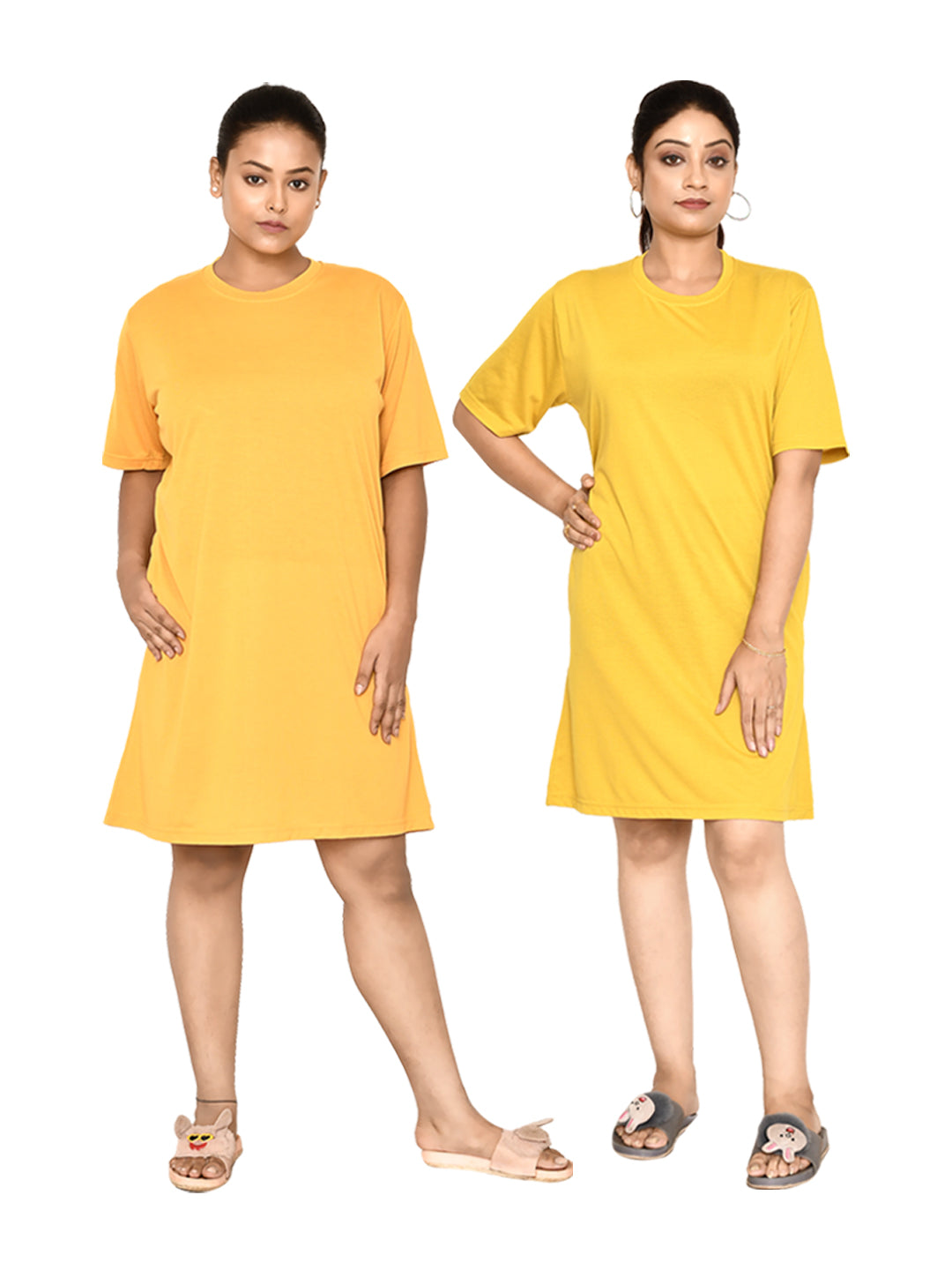 RAPL BHARAT Women's Casual Round Neck Cotton Knee Length Dress With Short sleeves