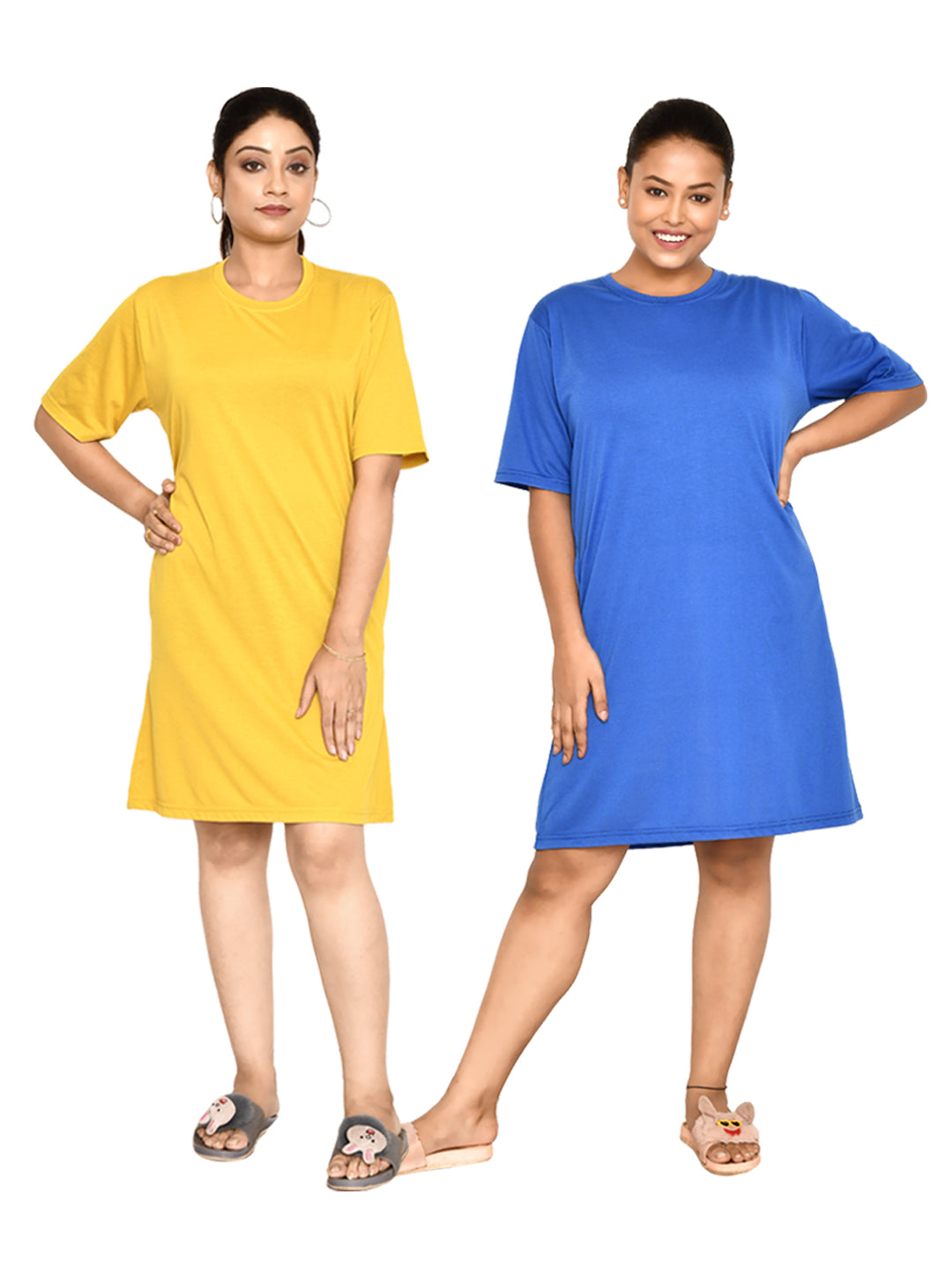 RAPL BHARAT Women's Casual Round Neck Cotton Knee Length Dress With Short sleeves